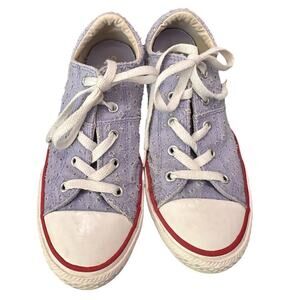 Converse Lavender Eyelet Lace Low Tops Youth 4 / Women’s 5.5